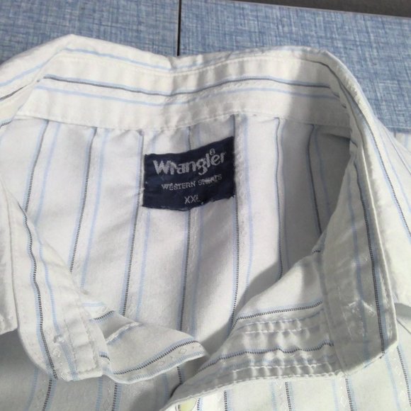 Wrangler Western Pearl Snap Shirt Long Sleeve White Striped Men's 2XL - Picture 4 of 8